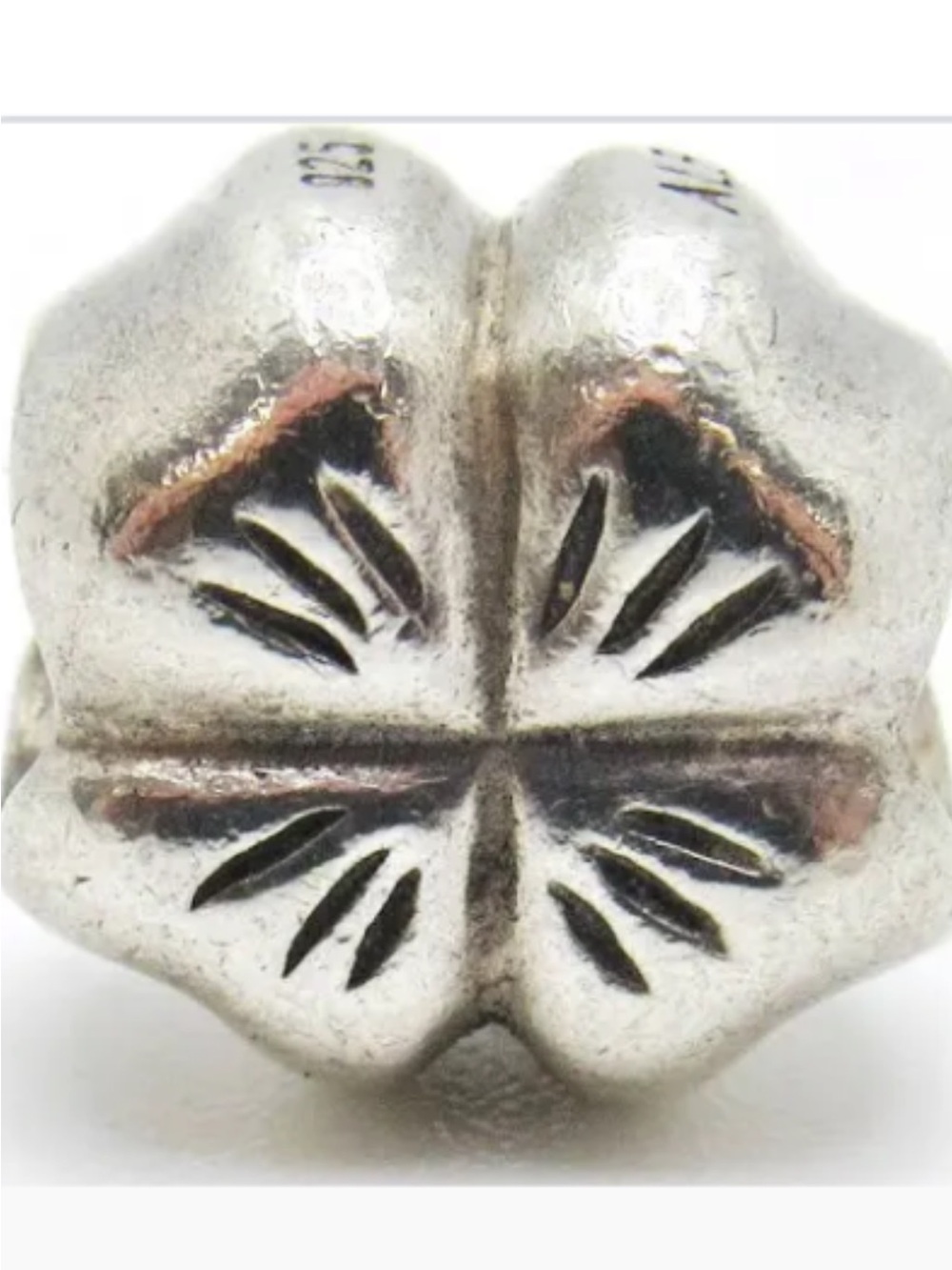 Pandora Silver Floral Clover Charm - Silver. Retired